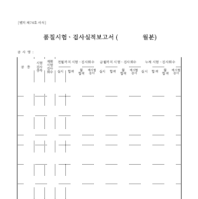 품질시험검사실적보고서